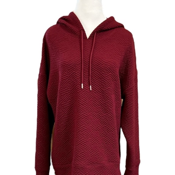 Ideology Zip-Side Quilted Hoodie Burgundy Size Medium - Picture 4 of 9